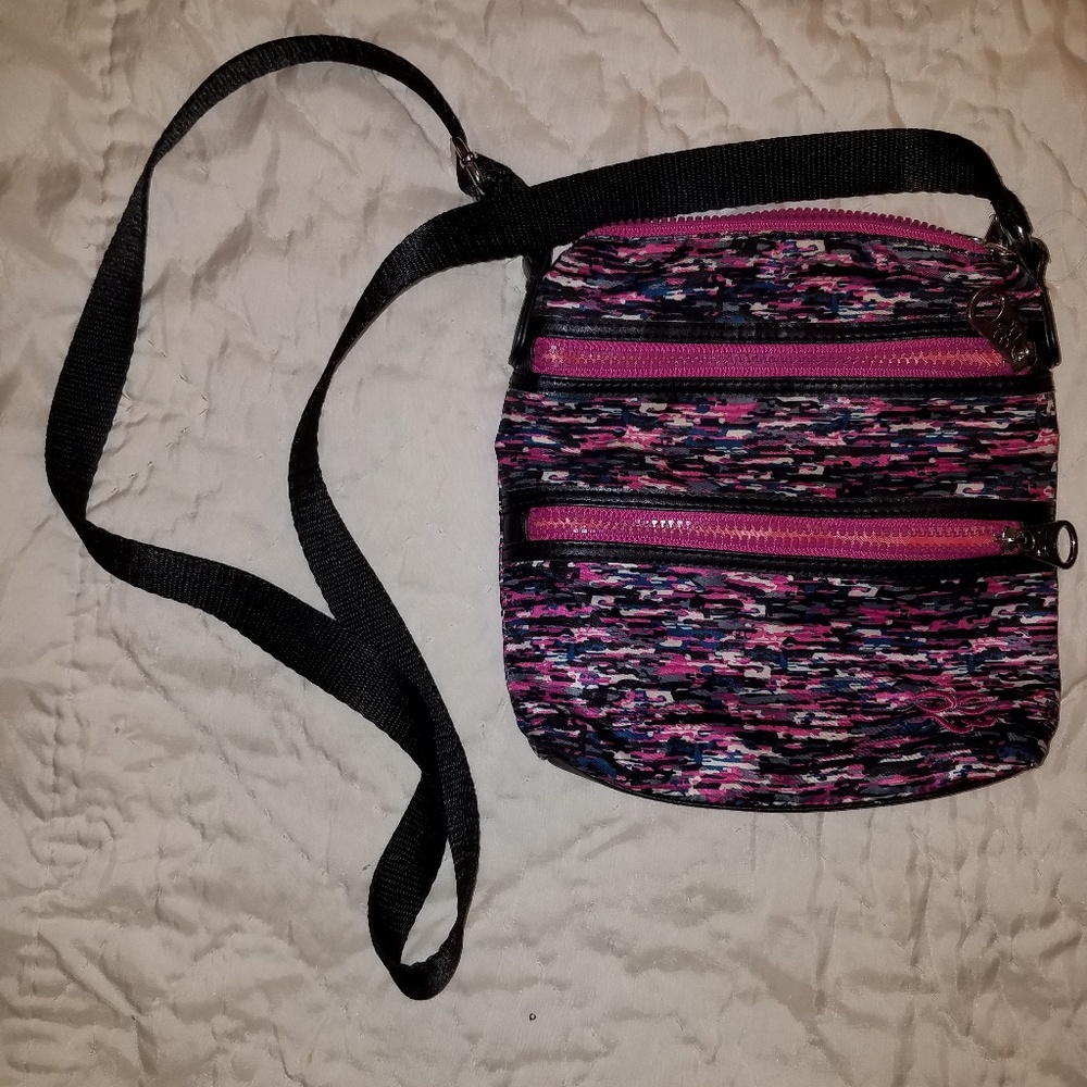 Pink and black purse